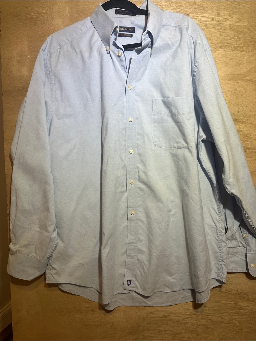 Henry Jacobson Men's Pale Blue Button-Down Dress Shirt‎ X-Large 17 neckline